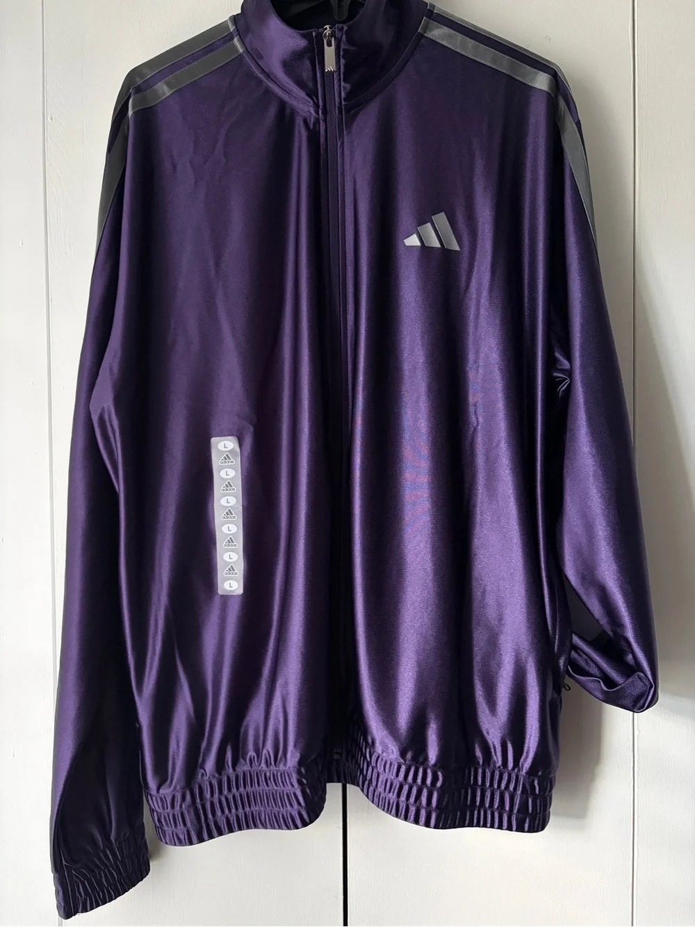 adidas Men’s Purple/Gray Full-Zip Track Jacket Size L